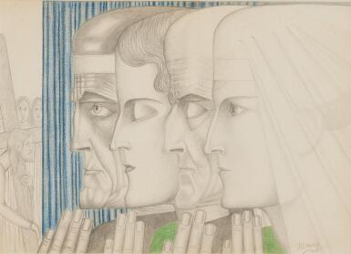 View full screen - View 1 of Lot 409. Four Figures Praying, Second Station of the Cross.