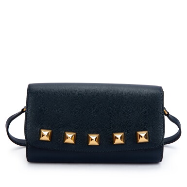 View full screen - View 1 of Lot 6203. Vintage Bleu Marine Courcheval Medor Bag Gold Hardware, 1991.
