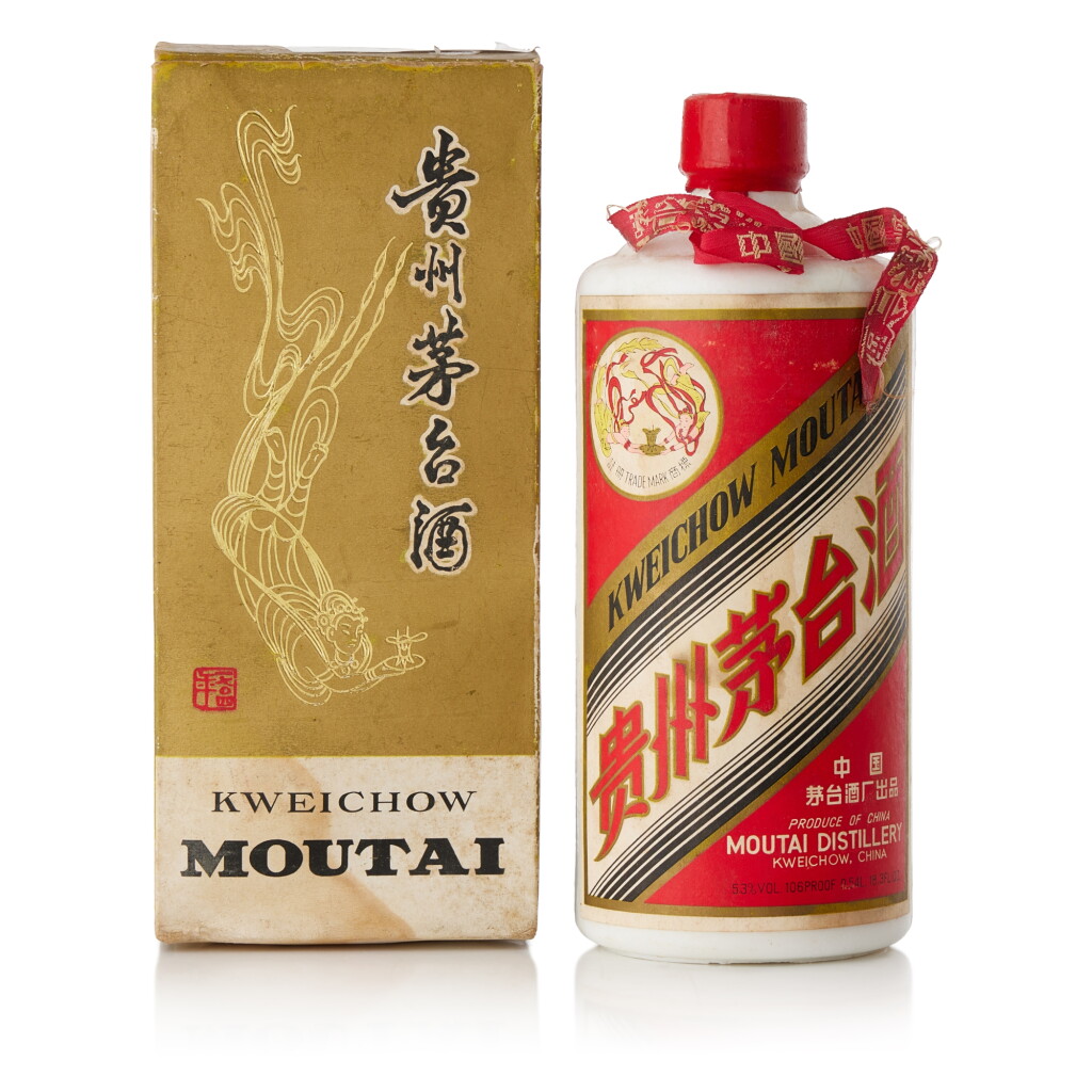 View full screen - View 1 of Lot 5084. 1975-1985年產"飛天牌"貴州茅台酒 (大飛天) Kweichow Flying Fairy Moutai circa 1975-1985 (1 BT54).