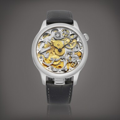 View full screen - View 1 of Lot 8912. A stainless steel five minute repeating skeletonised wristwatch, Circa 2009 | 精鋼五分鐘問鏤空腕錶,約2009年製.