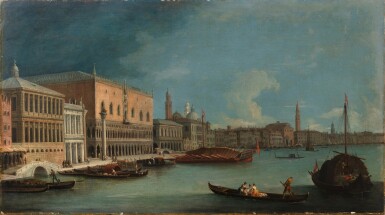 View full screen - View 1 of Lot 66. A View of the Molo in Venice, with the Doge's Palace and the Quai des esclavons | Vue du Molo à Venise avec le palais ducal et le quai des esclavons.