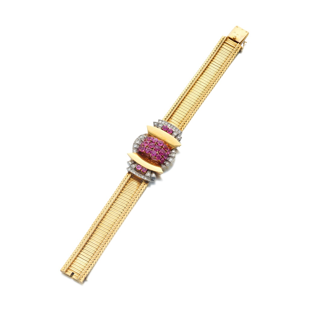 View full screen - View 1 of Lot 303. Ruby and Diamond Bracelet.