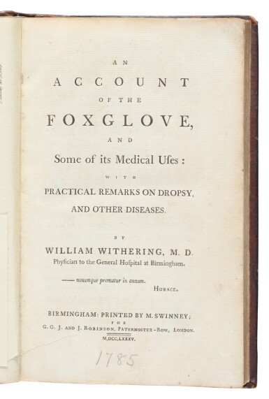 View full screen - View 1 of Lot 217. Withering, William | First edition—"One of the classics in pharmacology".