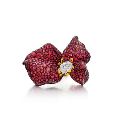 View full screen - View 1 of Lot 1859. Diamond and Ruby Ring | 趙心綺 | 1.81克拉 橢圓形 D色 鑽石 配 紅寶石 戒指.