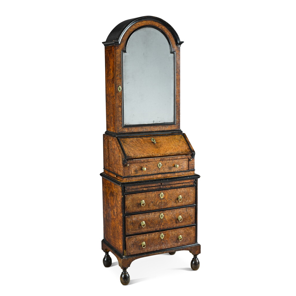 View full screen - View 1 of Lot 43. A small Queen Anne ebonised and yew bureau cabinet, early 18th century.