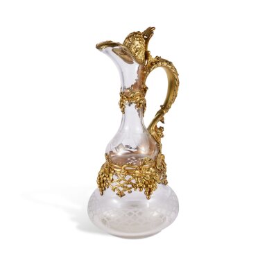 View full screen - View 1 of Lot 341. The Searles Service: An American Silver-Gilt Mounted Large Etched Glass "Gothic" Claret Jug, Tiffany & Co., New York, the Design Attributed to Charles Grosjean, 1884-86.