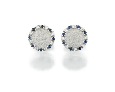 View full screen - View 1 of Lot 145. Chaumet | Paire de boutons de manchette saphirs et diamants | Pair of sapphire and diamond cufflinks.