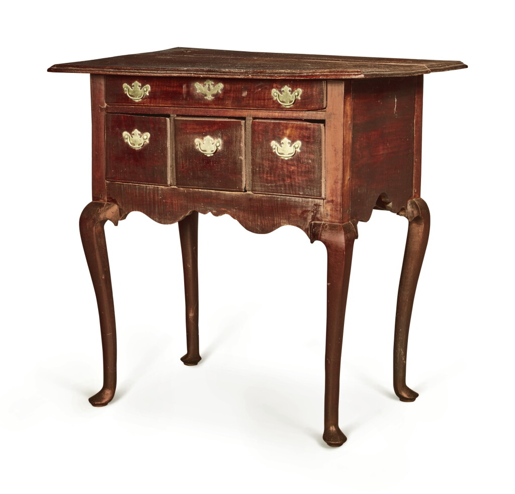 View full screen - View 1 of Lot 10. The Wells-Hubbard-Taintor Family Diminutive Queen Anne Figured Maple Dressing Table, Probably Middletown, Connecticut, circa 1770.