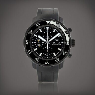 View full screen - View 1 of Lot 943. Aquatimer Chronograph Edition Galapagos Islands, Reference IW376705 | A vulcanized rubber-coated stainless steel chronograph wristwatch with day and date, Circa 2013 | 萬國 | 海洋時計加拉帕戈斯群島特別版 型號IW376705 | 橡膠塗層精鋼計時腕錶,備日期及星期顯示,約2013年製.