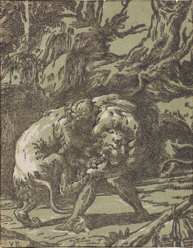 View full screen - View 1 of Lot 30. Hercules and the Nemean Lion (Bartsch 17; Takahatake 39).