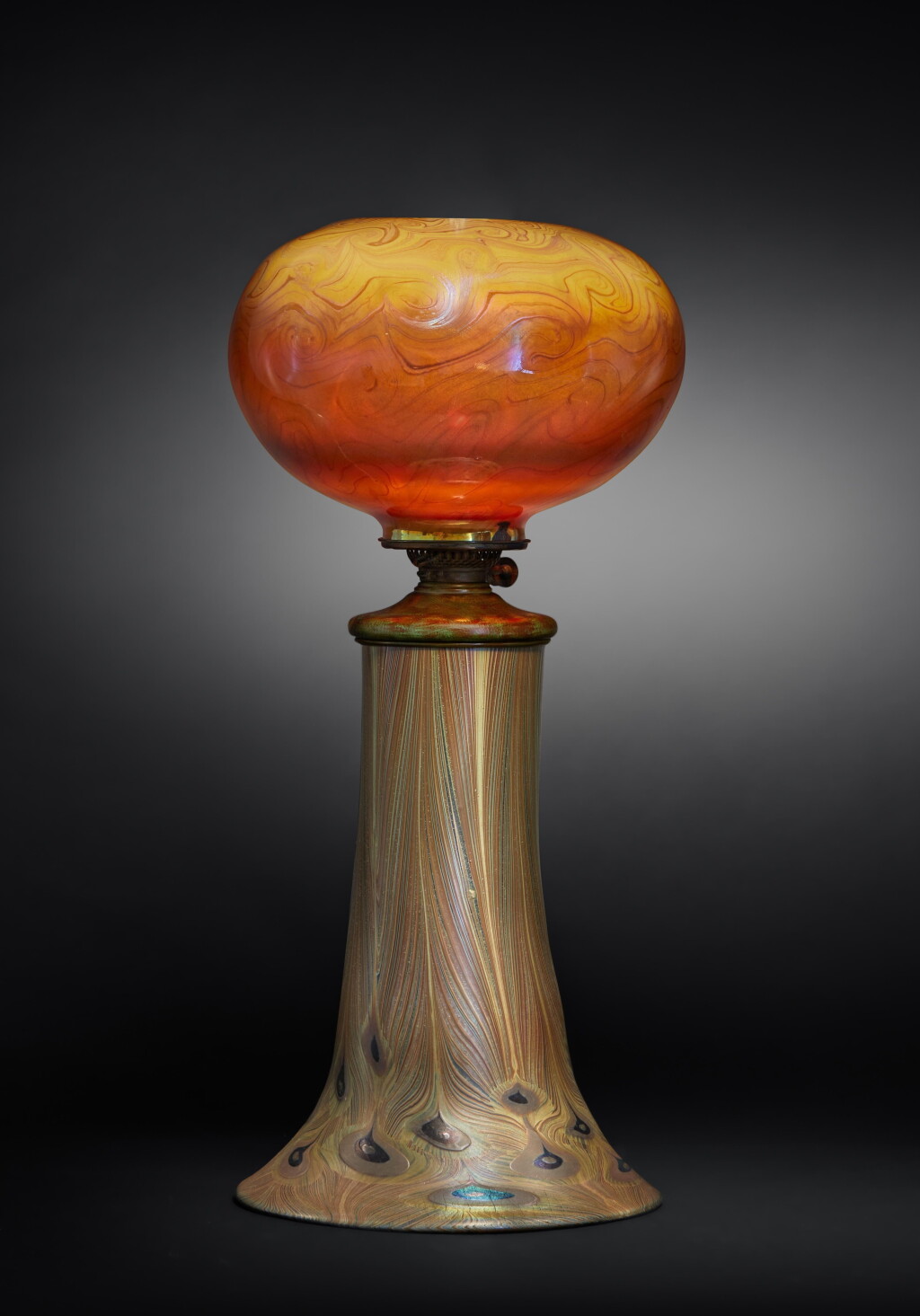 View full screen - View 1 of Lot 314. A Rare Early "Peacock" Table Lamp.