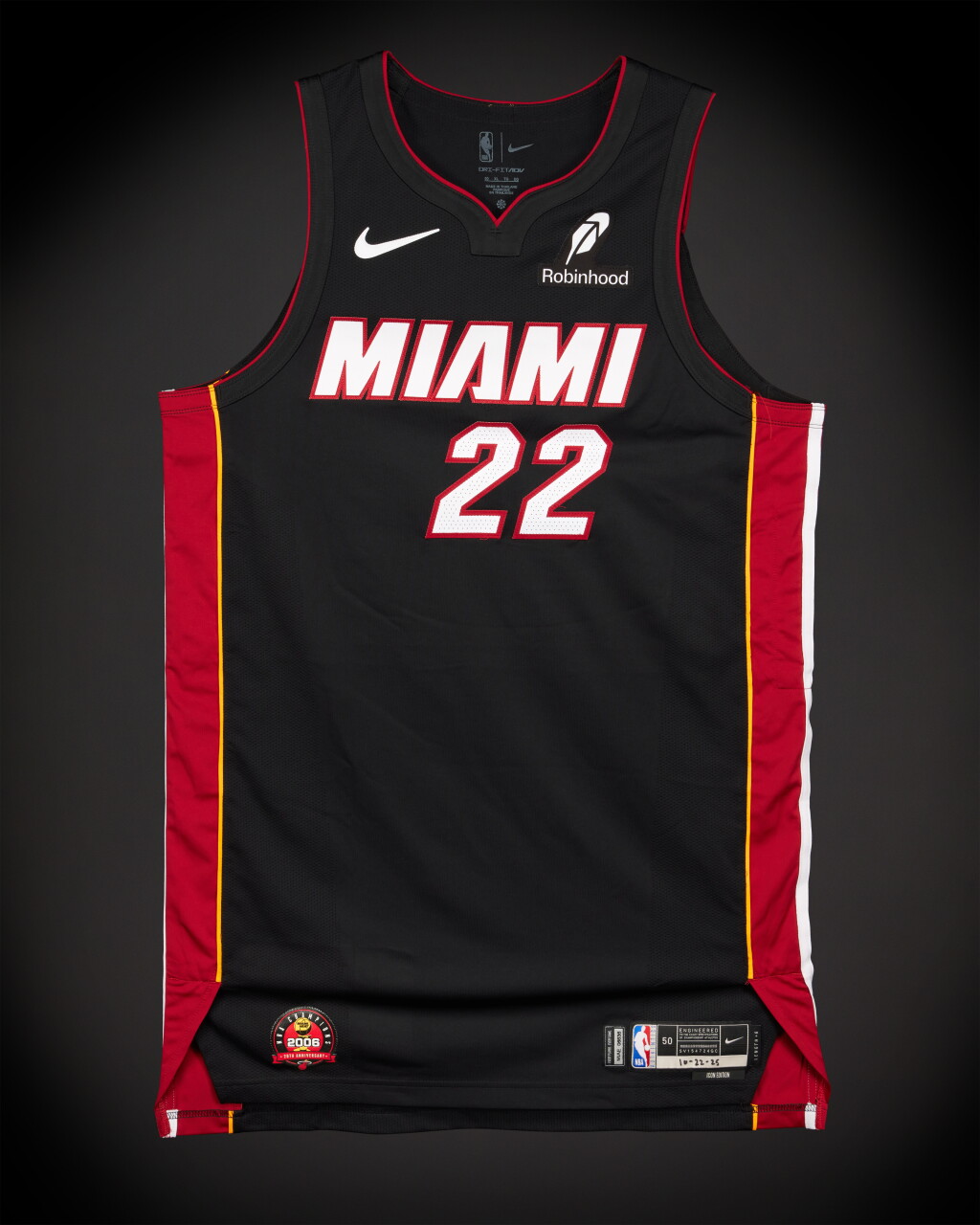View full screen - View 1 of Lot 56. Andrew Wiggins Miami Heat 2025-2026 NBA Tip-Off Game Worn Icon Edition Jersey.