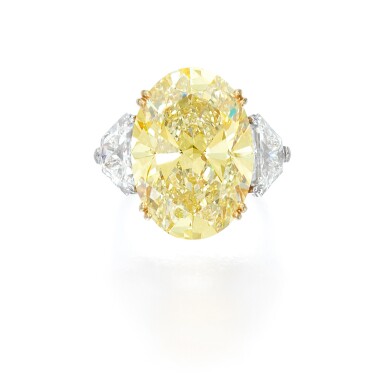View full screen - View 1 of Lot 62. Fancy Intense Yellow Diamond and Diamond Ring.