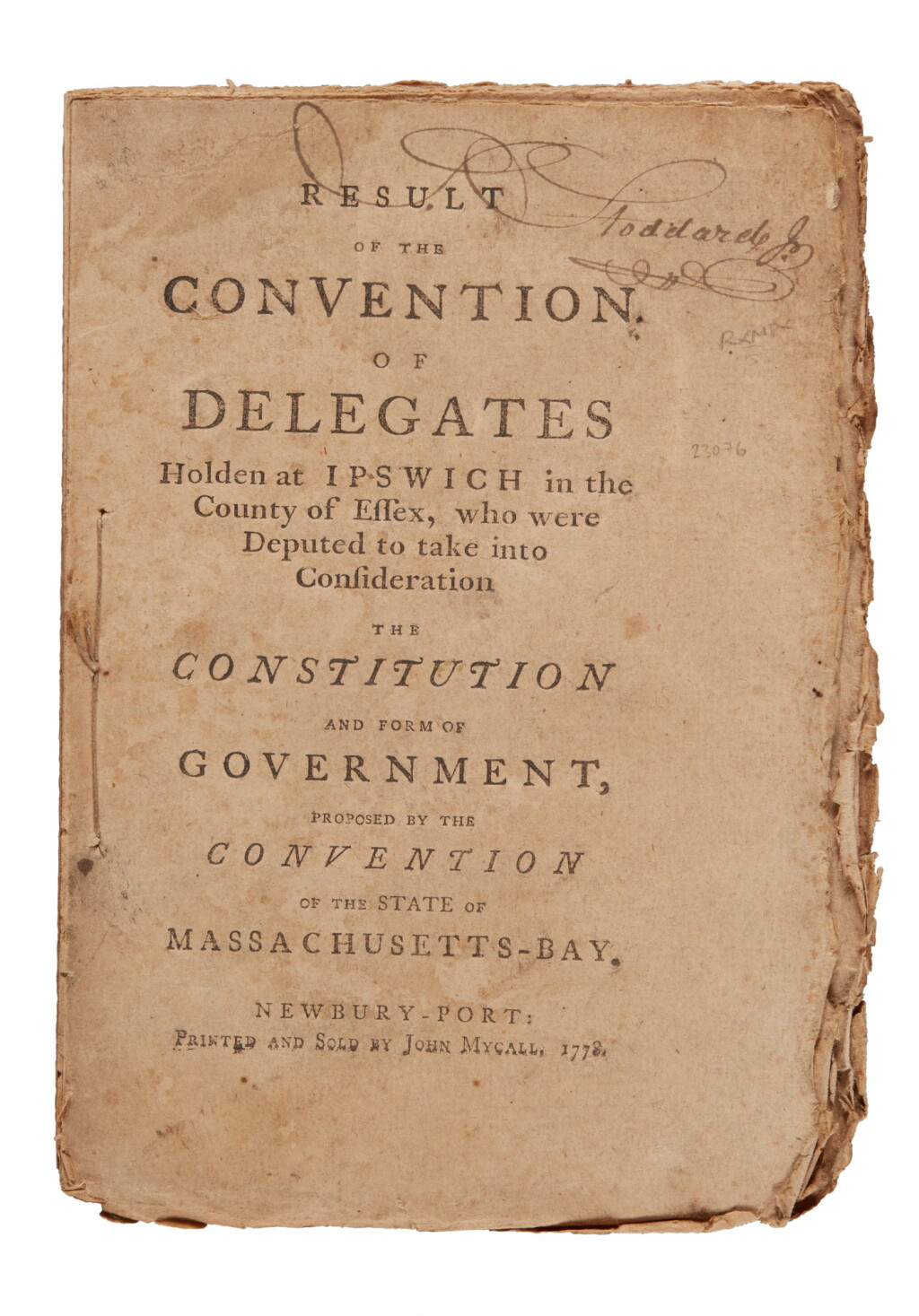 View full screen - View 1 of Lot 142. Massachusetts — Theophilus Parsons | An important constitutional pamphlet .