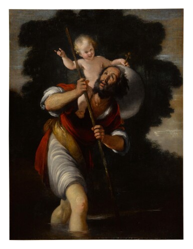 View full screen - View 1 of Lot 147. Saint Christopher carrying the Christ Child.