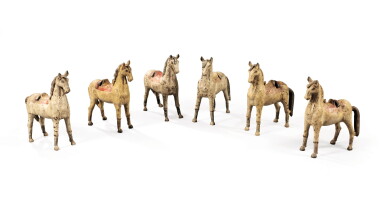 View full screen - View 1 of Lot 307. A group of six painted pottery horses, China.