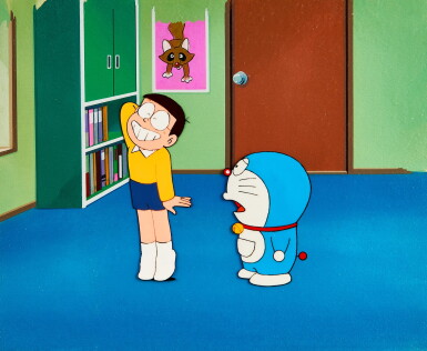 View full screen - View 1 of Lot 82. Doraemon and Nobita Animation Cels with Hand-painted Original Background | 哆啦A夢和大雄賽璐璐,附手繪原裝背景.