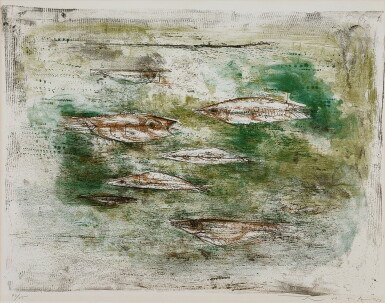View full screen - View 1 of Lot 6240. Zao Wou-Ki 趙無極 | Les poissons 魚 .