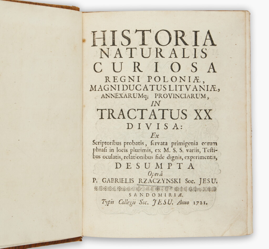 View full screen - View 1 of Lot 187. Rzaczynski, Gabriel | First edition of the first comprehensive survey of the natural history of Poland, the Schӧnborn-Buchheim copy.