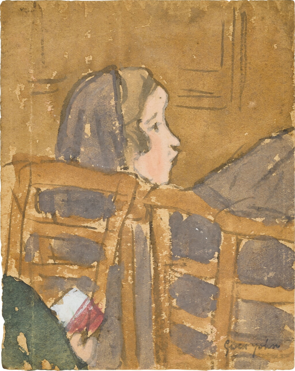 View full screen - View 1 of Lot 381. Little Girl Seated, Wearing a Cloak with a Hood.