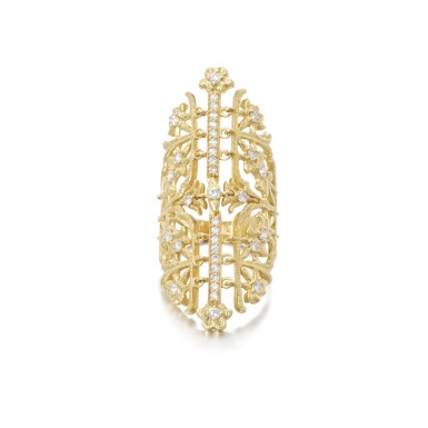 View full screen - View 1 of Lot 112. Gold and diamond ring.