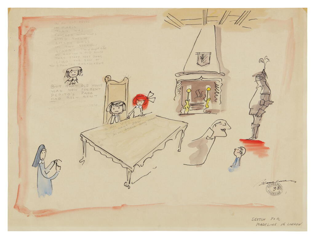 View full screen - View 1 of Lot 51. LUDWIG BEMELMANS | SKETCH FOR MADELINE IN LONDON.