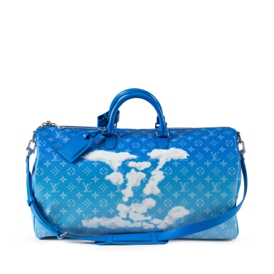 View full screen - View 1 of Lot 1028. Virgil Abloh Blue Monogram Clouds Coated Canvas Keepall Bandoulière 50 Silver Hardware, 2020.