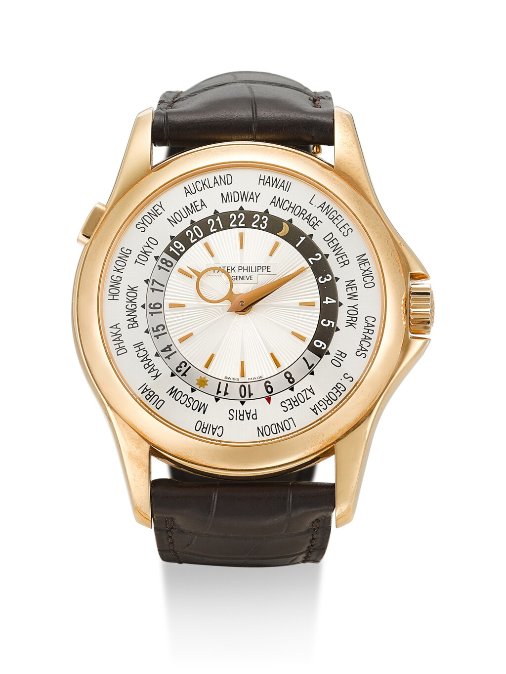 View full screen - View 1 of Lot 32. PATEK PHILIPPE | REFERENCE 5130, A BRAND NEW PINK GOLD WORLD TIME WRISTWATCH, CIRCA 2006.