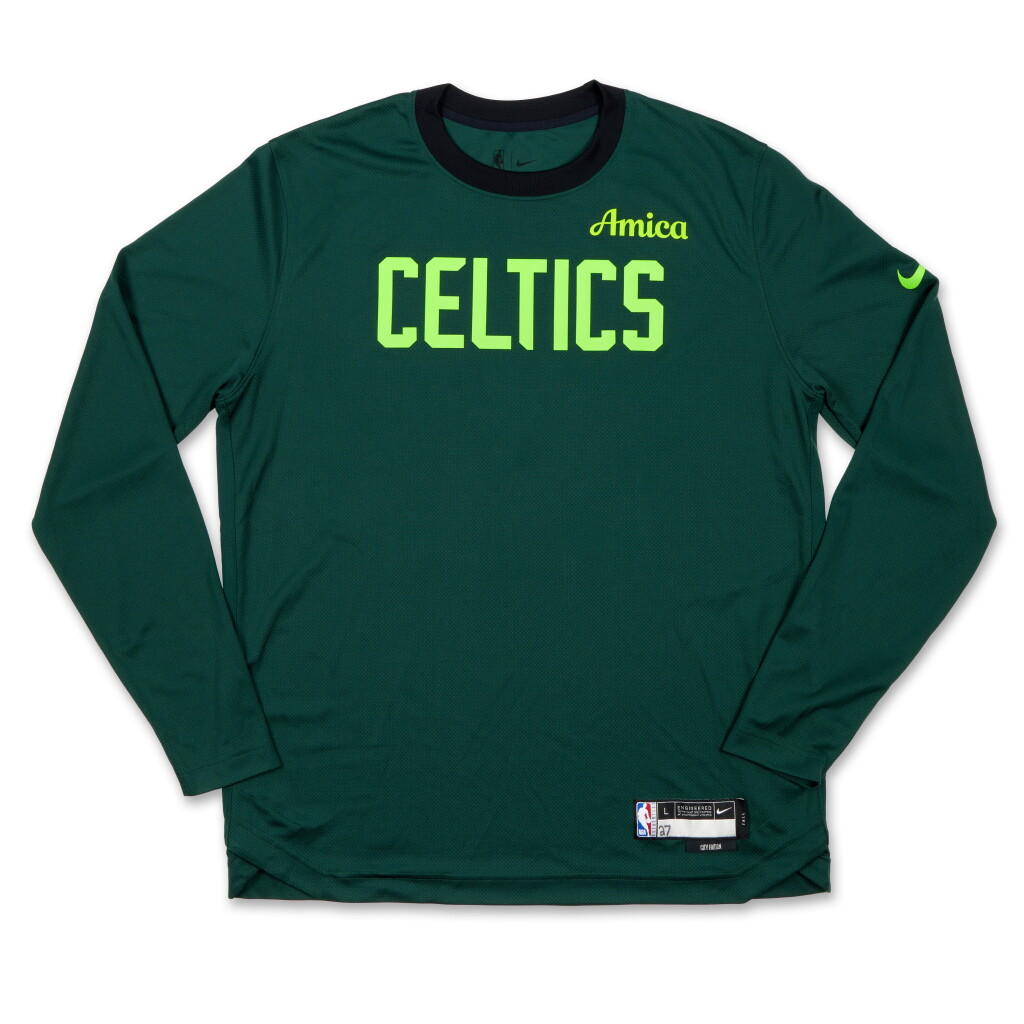 View full screen - View 1 of Lot 174. Jordan Walsh Boston Celtics 2024-2025 Game Issued City Edition Warmup Top and Shorts .