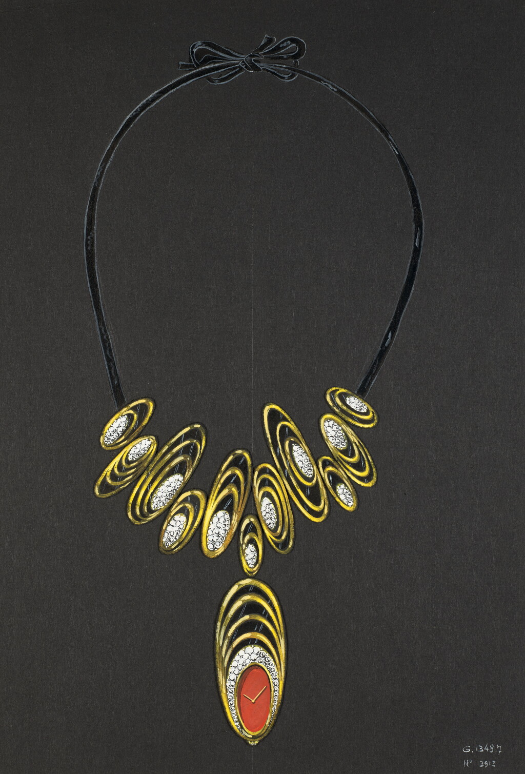 View full screen - View 1 of Lot 19. Design of a pendant watch on a necklace with accompanying NFT Circa 1963.