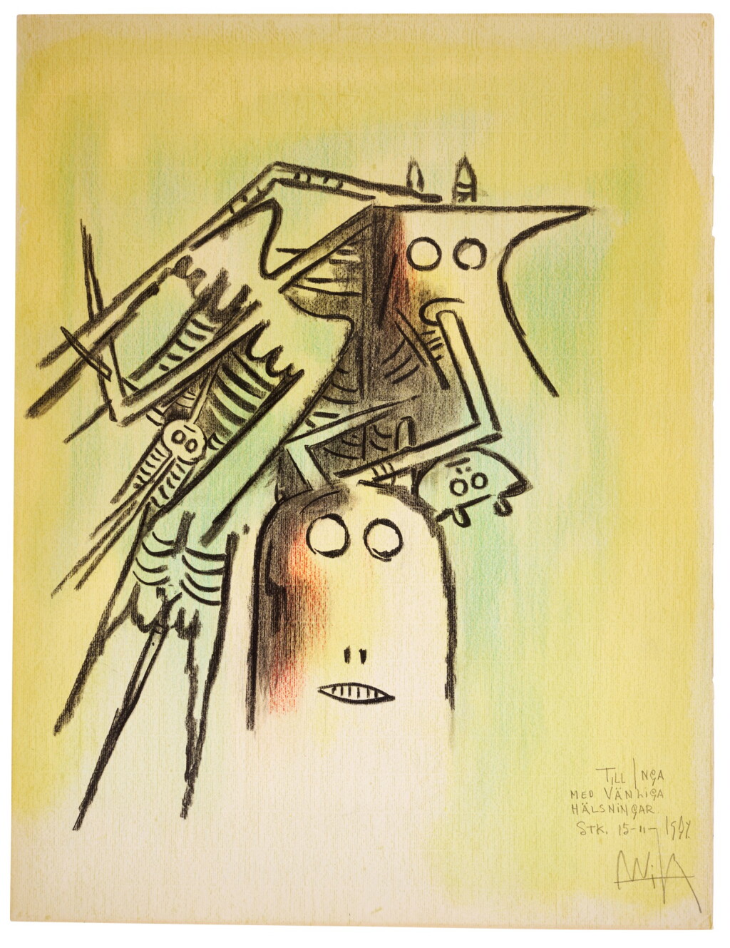 View full screen - View 1 of Lot 475. WIFREDO LAM | EL CASQUEE.