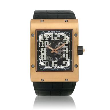 View full screen - View 1 of Lot 87. RM016 Pink gold skeletonized wristwatch with date Circa 2008.