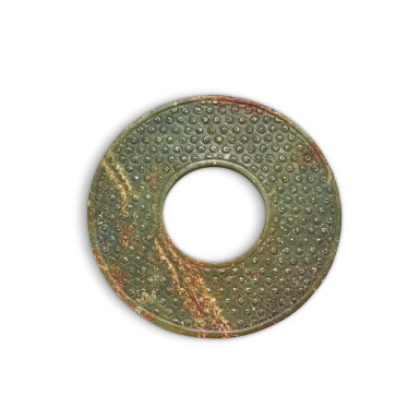 View full screen - View 1 of Lot 454. A jade disc, huan, probably Eastern Zhou dynasty 或東周 玉穀紋環.