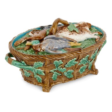 View full screen - View 1 of Lot 11. A MINTON MAJOLICA GAME PIE DISH AND COVER, CIRCA 1875.