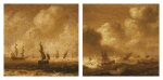 A pair of seascapes, en brunaille