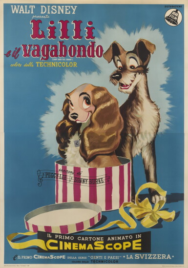 View full screen - View 1 of Lot 71. Lady and the Tramp/ Lili e il Vagabondo (1955), poster, Italian.