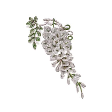 View full screen - View 1 of Lot 1865. Diamond and Tsavorite Garnet Brooch | Michele della Valle | 鑽石 配 沙弗來石 胸針.