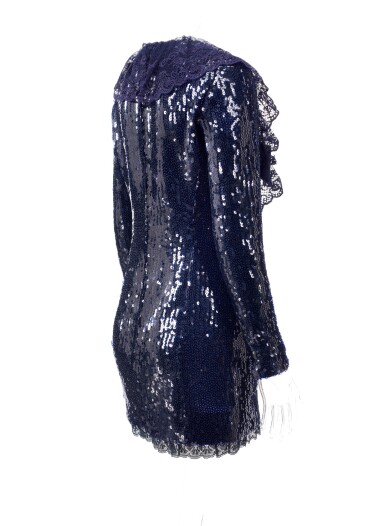 fcuk blue sequin dress Blue French Connection Embellished Dress French Connection Navy Blue Gold Sequin Shift Mini Dress Cocktail