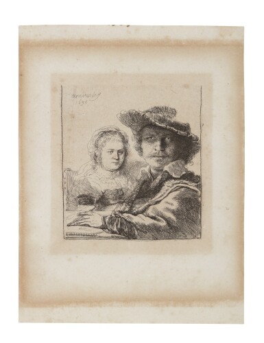 View full screen - View 1 of Lot 76. Self Portrait with Saskia (B., Holl. 19, New Holl. 158, H. 144).