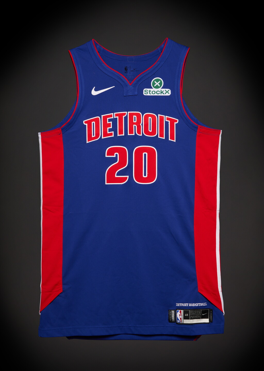 View full screen - View 1 of Lot 32. Chaz Lanier ‘Rookie Debut’ Detroit Pistons 2025-2026 Game Worn Icon Edition Jersey.