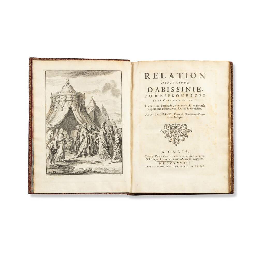 View full screen - View 1 of Lot 176. Relation historique d'Abissinie. Paris, 1728.In-4. Maroquin rouge de l'époque. Édition originale..