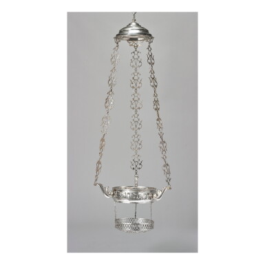 View full screen - View 1 of Lot 89. A SILVER ETERNAL LIGHT, PROBABLY NORTH AFRICAN, LATE 19TH CENTURY.