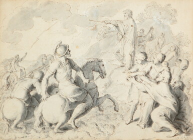 View full screen - View 1 of Lot 151. FRENCH SCHOOL, 18TH CENTURY | MOÏSE CLOSING OUT THE WATERS OF THE RED SEA ON THE ARMY OF THE PHARAOH.