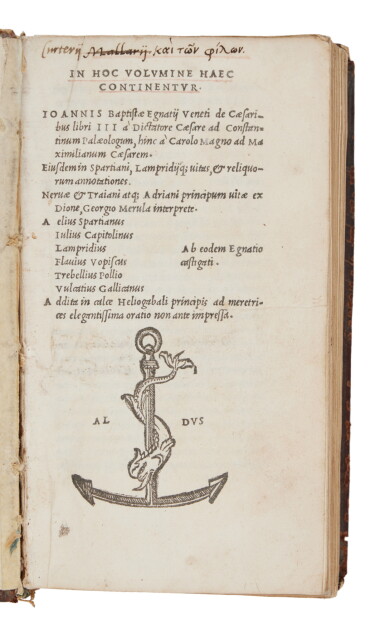 View full screen - View 1 of Lot 697. Egnazio, De Caesaribus, Venice, Heirs of Aldo & Torresano, 1516, contemporary French calf .