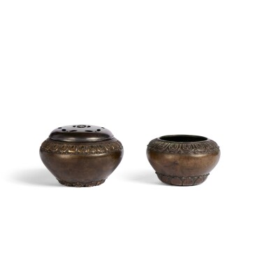 View full screen - View 1 of Lot 113. Two bronze ‘alms bowls’ incense burners, Late Ming - early Qing dynasty.