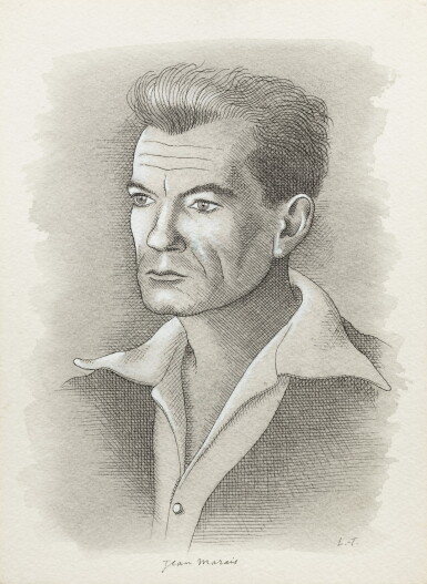 View full screen - View 1 of Lot 146. Portrait de Jean Marais, en buste, tourné vers la gauche.