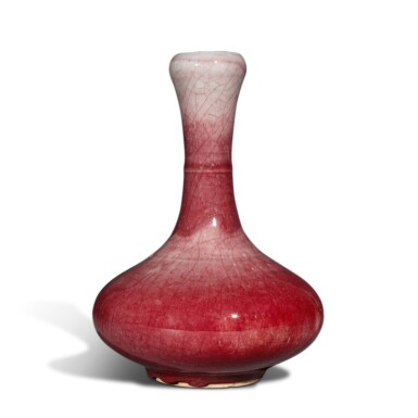 View full screen - View 1 of Lot 8. A copper-red-glazed garlic-mouth vase, Qing dynasty, 18th / 19th century .
