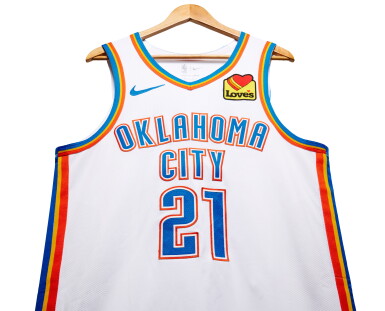 View full screen - View 1 of Lot 162. Aaron Wiggins Oklahoma City Thunder 2024 NBA Playoffs Western Conference Round 1 Game Worn Association Edition Jersey | Game 1.