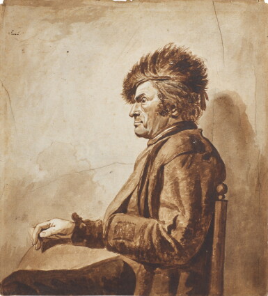 View full screen - View 1 of Lot 141. Half-length study of a man in a fur hat, seated in profile to the left.