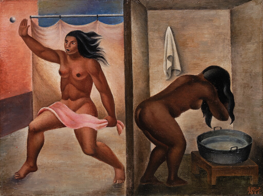 View full screen - View 1 of Lot 541. Mujeres en el baño: sorpresa (Juego de pelota or Bañistas).